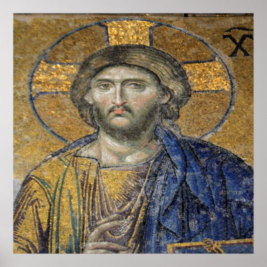 Christ Pantocrator Mosaic Iconic Religious Roman A Poster (Vorne)