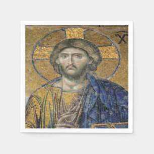 Christ Pantocrator Mosaic Iconic Religious Roman A Serviette