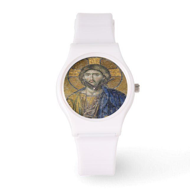 Christ Pantocrator Mosiac Iconic Religious Roman A Armbanduhr (Vorderseite)