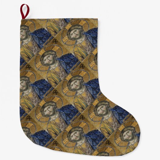 Christ Pantocrator Mosiac Iconic Religious Roman A Großer Weihnachtsstrumpf (Vorderseite)