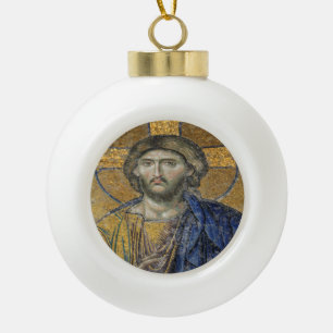 Christ Pantocrator Mosiac Iconic Religious Roman A Keramik Kugel-Ornament