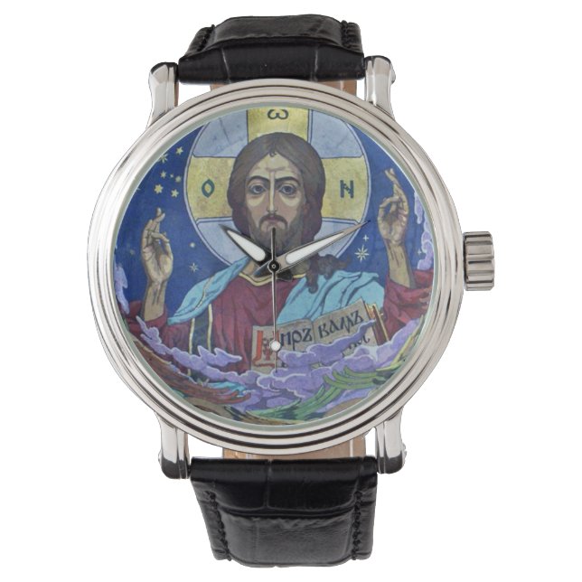 Christ Pantocrator Orthodox Icon Armbanduhr (Vorderseite)