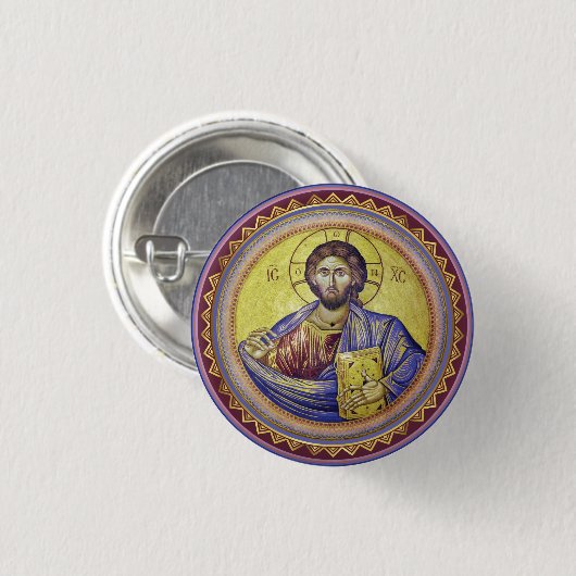 Christ Pantocrator Orthodox Icon Button (Vorne & Hinten)