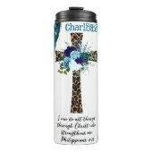 Christ Strengththens: Leopard Cross Thermosbecher (Vorderseite)