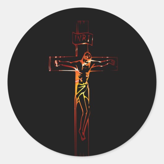 Christ sur croix Black Edition Runder Aufkleber (Vorderseite)