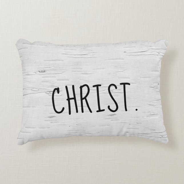 CHRIST-Text auf Birch Tree Akzent Pillow Dekokissen (Vorderseite)