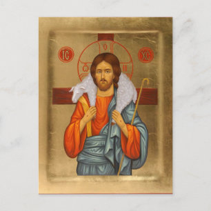 Christ the Good Shepherd Orthodox Christlich Icon Postkarte