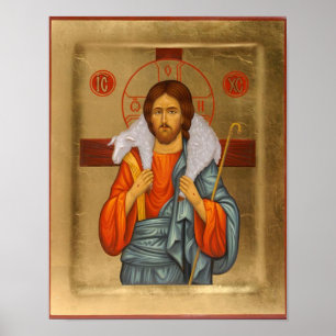 Christ the Good Shepherd Orthodox Icon drucken Poster