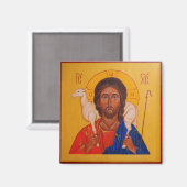 Christ the Good Shepherd Orthodox Icon Magnet (Vorderseite/Rückseite)