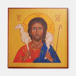 Christ the Good Shepherd Orthodox Icon Magnet