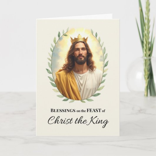 Christ the King Fest Day Segnungen Leafy Wreath Karte (Vorderseite)