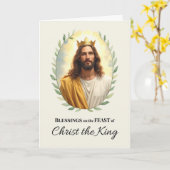 Christ the King Fest Day Segnungen Leafy Wreath Karte (Gelbe Blume)