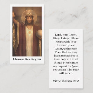 Christ the King Prayer Card Telefonnummerkarte