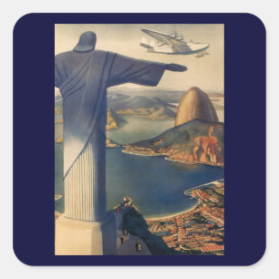Christ the Redeemer Statue, Rio De Janeiro, Brasil Quadratischer Aufkleber