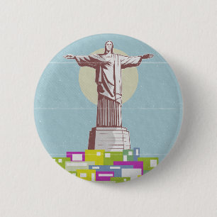 Christ the Redeemer Travel Poster Favela Button