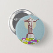 Christ the Redeemer Travel Poster Favela Button (Vorne & Hinten)