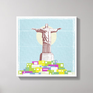 Christ the Redeemer Travel Poster Favela Leinwanddruck