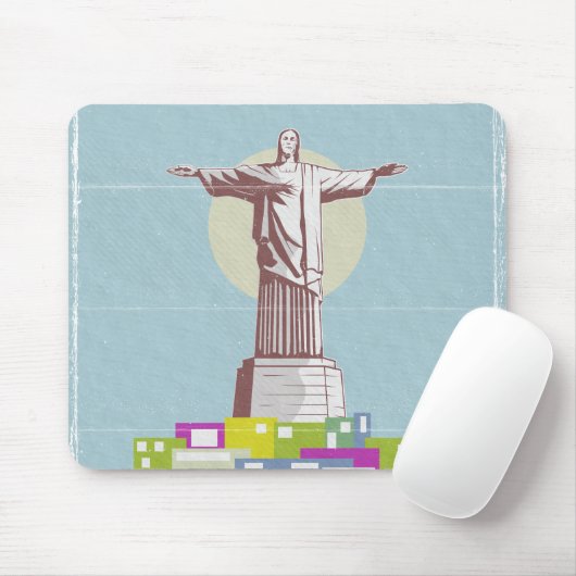 Christ the Redeemer Travel Poster Favela Mousepad (Mit Mouse)