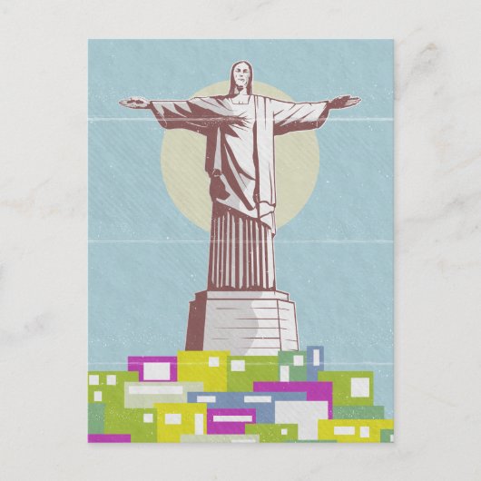 Christ the Redeemer Travel Poster Favela Postkarte (Vorderseite)