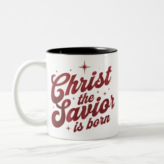 Christ The Savior Is Born Christian Christmas  Zweifarbige Tasse (Links)