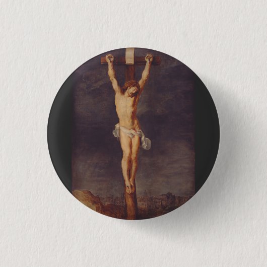 Christ tot auf dem Kreuz von Peter Paul Rubens Button (Vorderseite)