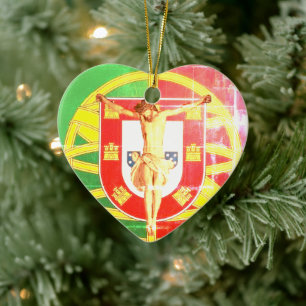 Christ über portugiesische Flagge Keramik Ornament