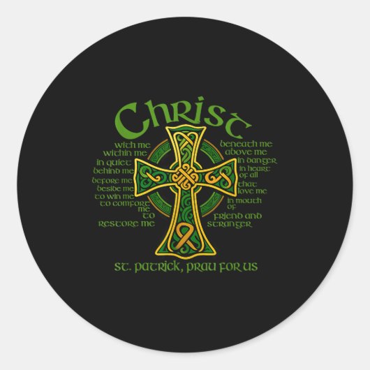 Christ With Me Celtic Cross St. Patrick Breastplat Runder Aufkleber (Vorderseite)