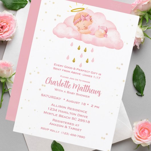 Christain Religious Heavent Sent Girls Baby Shower Einladung