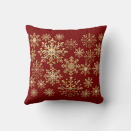 Christams Gold and Red Snowflake Kissen