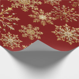 Christams Gold and Red Snowflake Wrapping paper Geschenkpapier