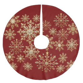 Christams Gold and Red Snowflake Wrapping paper Polyester Weihnachtsbaumdecke
