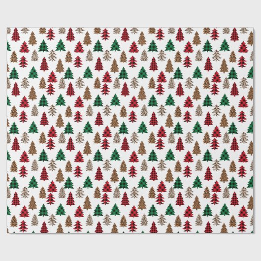Christbaum Buffalo Kariert und Leopard Geschenkpapier (Flach)