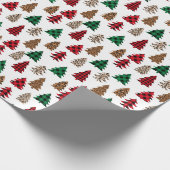 Christbaum Buffalo Kariert und Leopard Geschenkpapier (Ecke)