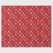 Christbaum Buffalo Kariertes Rot Geschenkpapier (Flach)