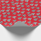 Christbaum Buffalo Kariertes Rot Geschenkpapier (Ecke)