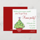 Christbaum Cupcake rote Party Einladung (Vorne/Hinten)