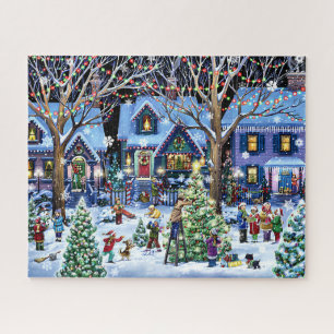 Christbaum-Dekoration im Weihnachtsdorf Puzzle