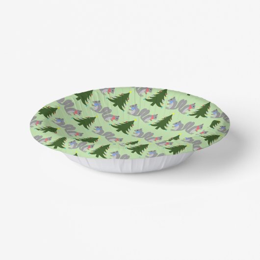 Christbaum Dekorieren Eichhörnchen Gemustert Pappteller (Gewinkelt)