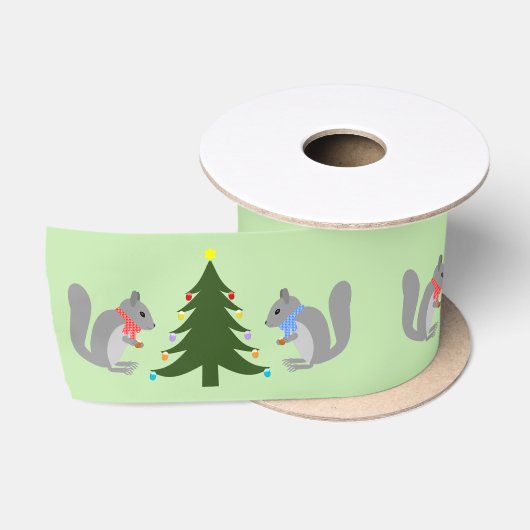 Christbaum Dekorieren Eichhörnchen Gemustert Satinband (Spule)