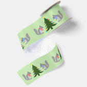 Christbaum Dekorieren Eichhörnchen Gemustert Satinband (Rückseite)
