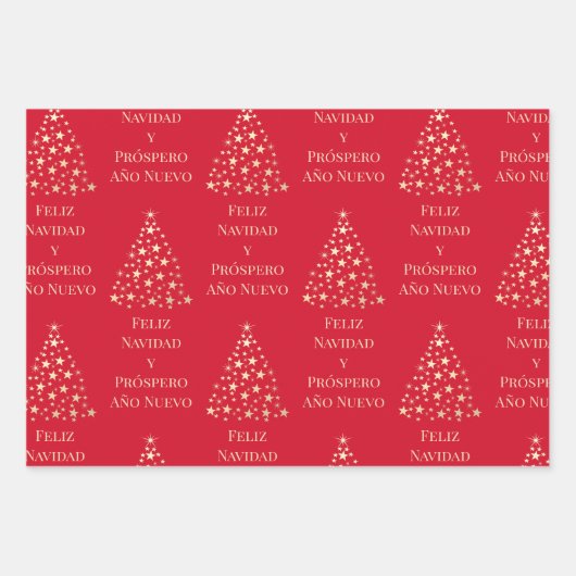 Christbaum Feliz Navidad y Prospero Año Nuevo Geschenkpapier Set (Vorderseite)