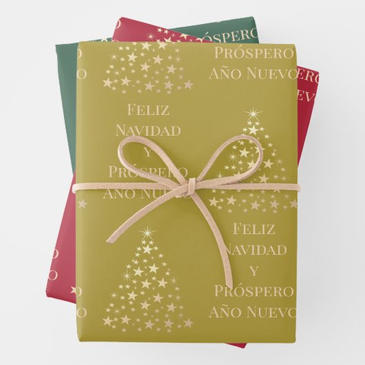 Christbaum Feliz Navidad y Prospero Año Nuevo Geschenkpapier Set (Beispiel)