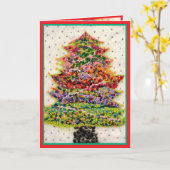 Christbaum-Glitter-Glanz rote grüne Perlen Karte (Gelbe Blume)