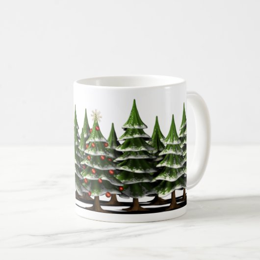 Christbaum im friedlichen Wald dekoriert Kaffeetasse (VorderseiteRechts)