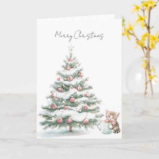 Christbaum Kitten Peppermint Karte (Gelbe Blume)