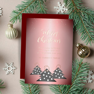 Christbaum Metallisch Pink Rot Gold Folien Feiertagskarte