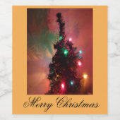 Christbaum mit Col. Lights Cust. Weinetikett (Einzelnes Label)