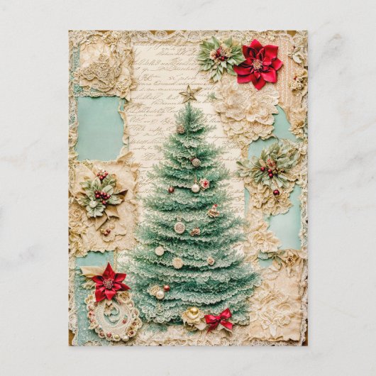 Christbaum mit Dekorationen Feiertagspostkarte (Vorderseite)