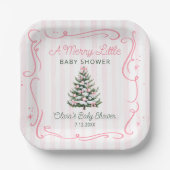 Christbaum Rosa Winter Baby Shower Pappteller (Vorderseite)