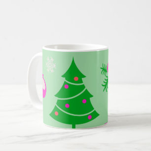 Christbaum, Schneeflocken und Dekorationen Kaffeetasse